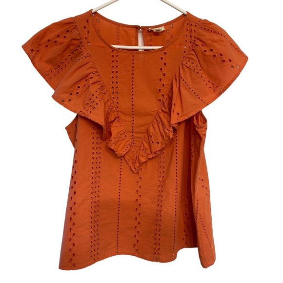 A.N.A ruffle sleeve/ sleeveless eyelet coral boho top- Size L - Picture 4 of 10